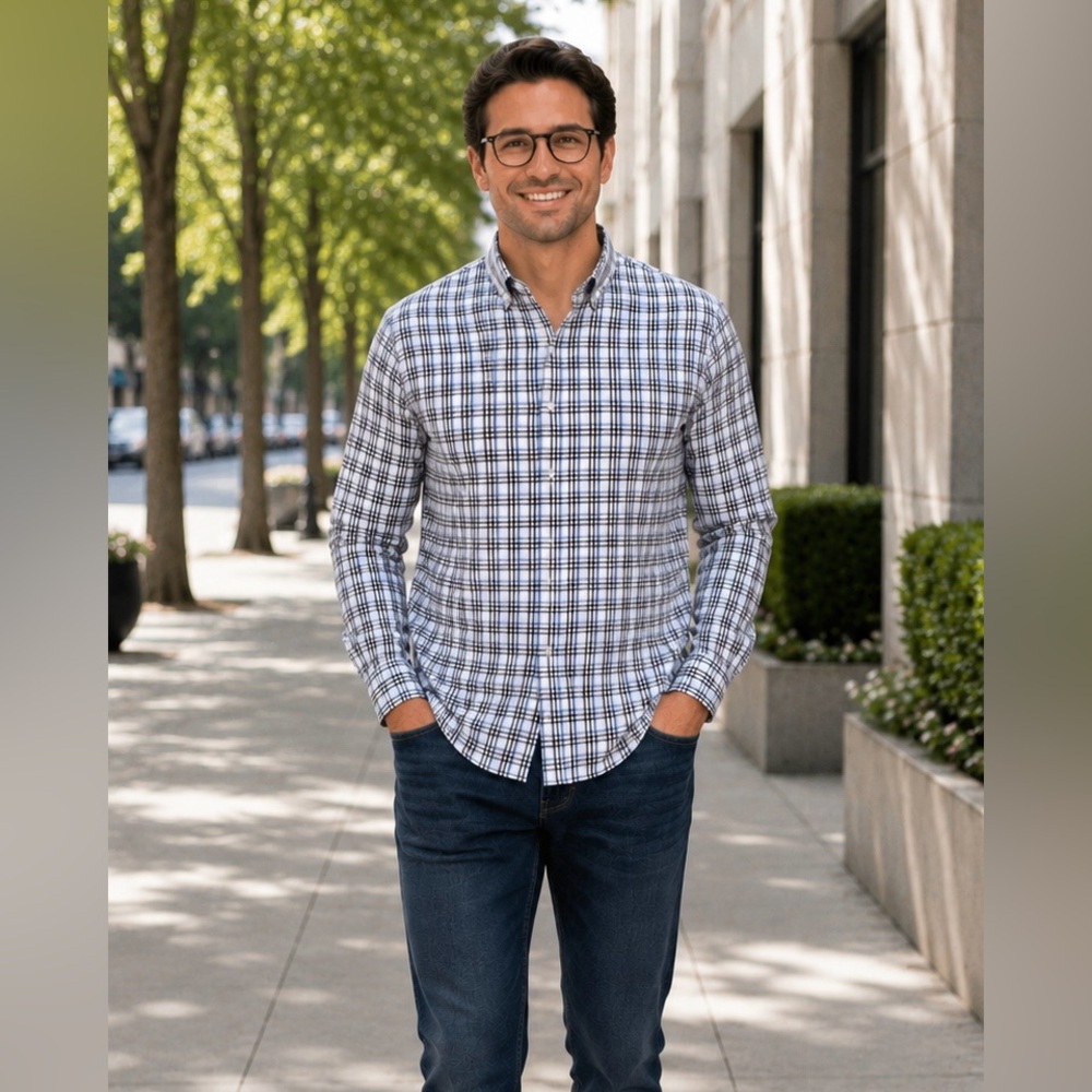 NWT $138 MIZZEN+MAIN Leeward Shirt Mens XL No Tuck Trim Fit Noah Plaid Preppy